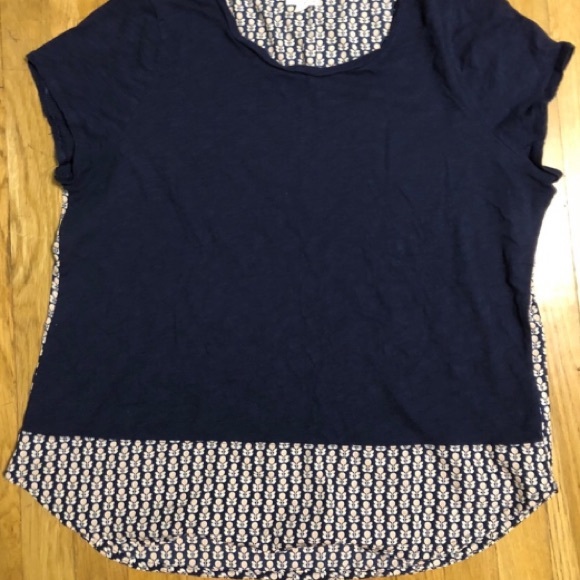 MAISON JULES silky/cotton panel blouse tee - Picture 2 of 8